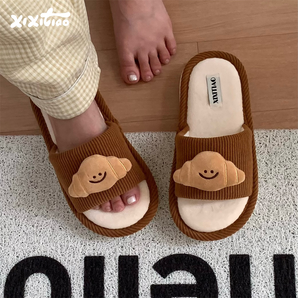 细细条 情侣立体可颂面包棉拖鞋男女秋冬新款休闲防滑地板居家鞋,居家布艺,居家棉拖/棉鞋,淘宝优惠券,粉丝福利购,淘宝优惠卷