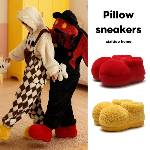 细细条可爱大头毛毛靴子短筒棉鞋