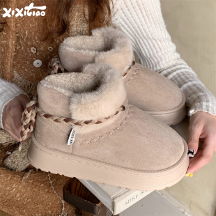 细细条时尚复古保暖冬雪地靴女士软底2025新款高级感软底中筒靴
