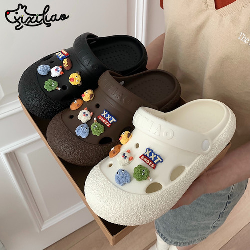 趣味个性小怪兽厚底包头洞洞鞋