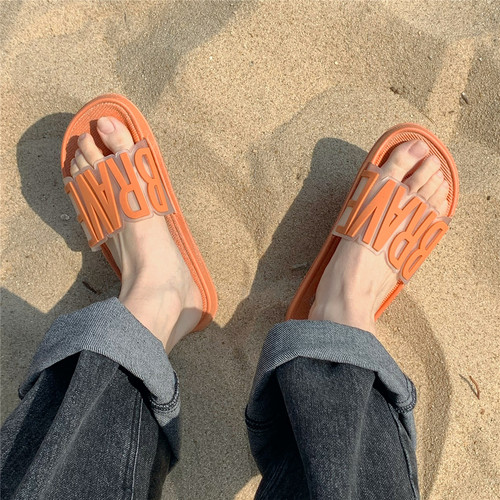 网红ins潮字母外穿沙滩凉拖鞋女