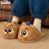 可爱小老虎包头棉拖鞋 细细条2025新款 防滑居家情侣毛毛鞋 男女冬