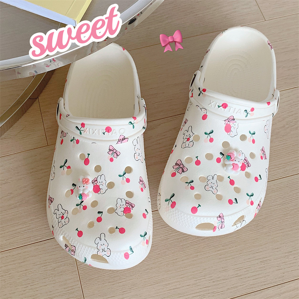 细细条甜美软底印花女士凉拖鞋