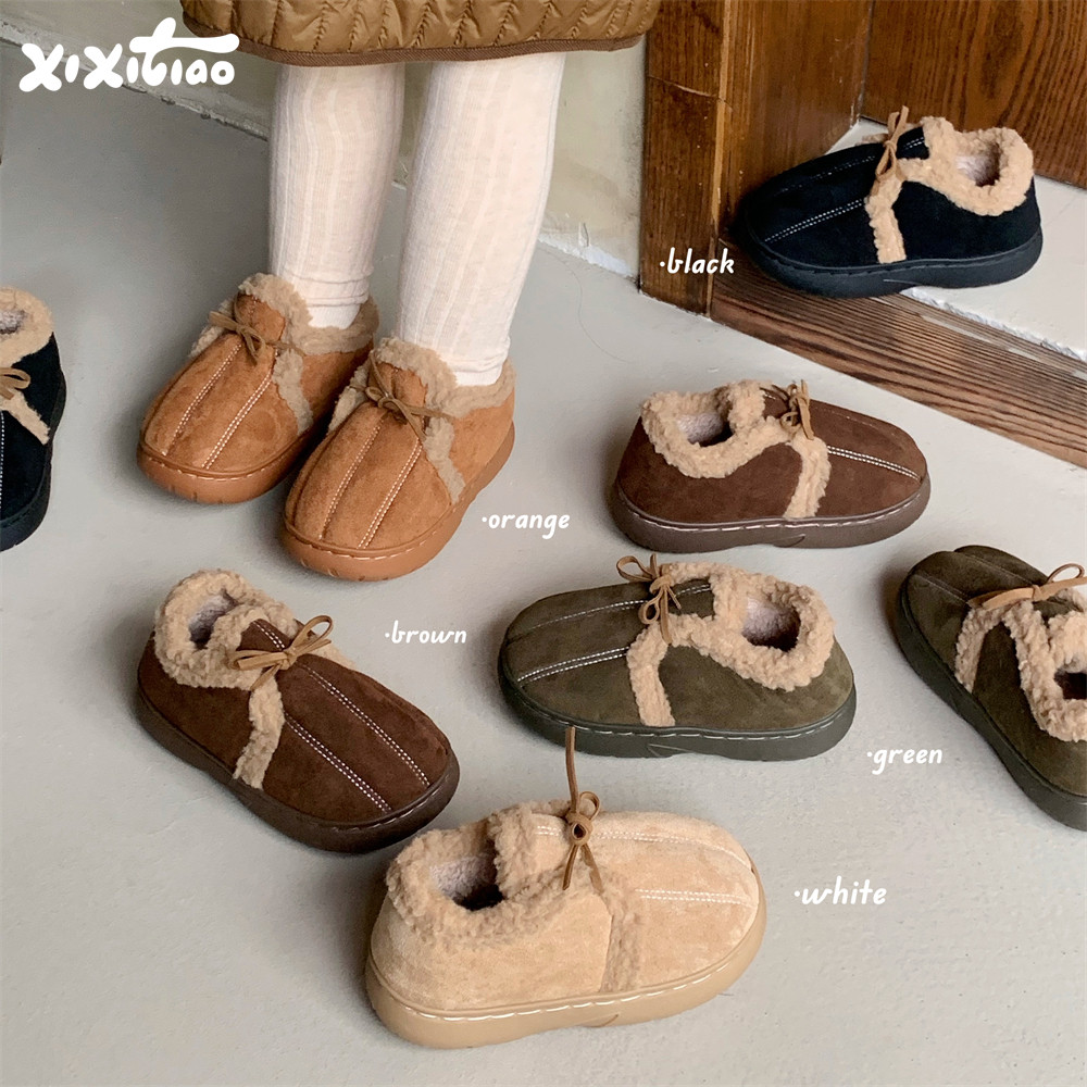 细细条 男童女童勃肯鞋儿童冬季外穿复古加绒保暖豆豆鞋亲子单鞋,居家布艺,居家棉拖/棉鞋,淘宝优惠券,粉丝福利购,淘宝优惠卷