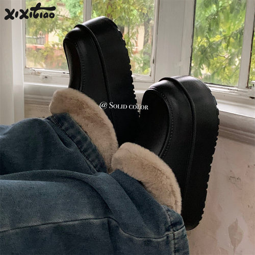 厚底增高懒人时尚防水棉拖鞋女士