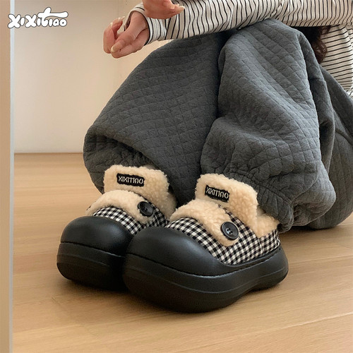 细细条棉鞋防滑面包鞋乐福豆豆鞋