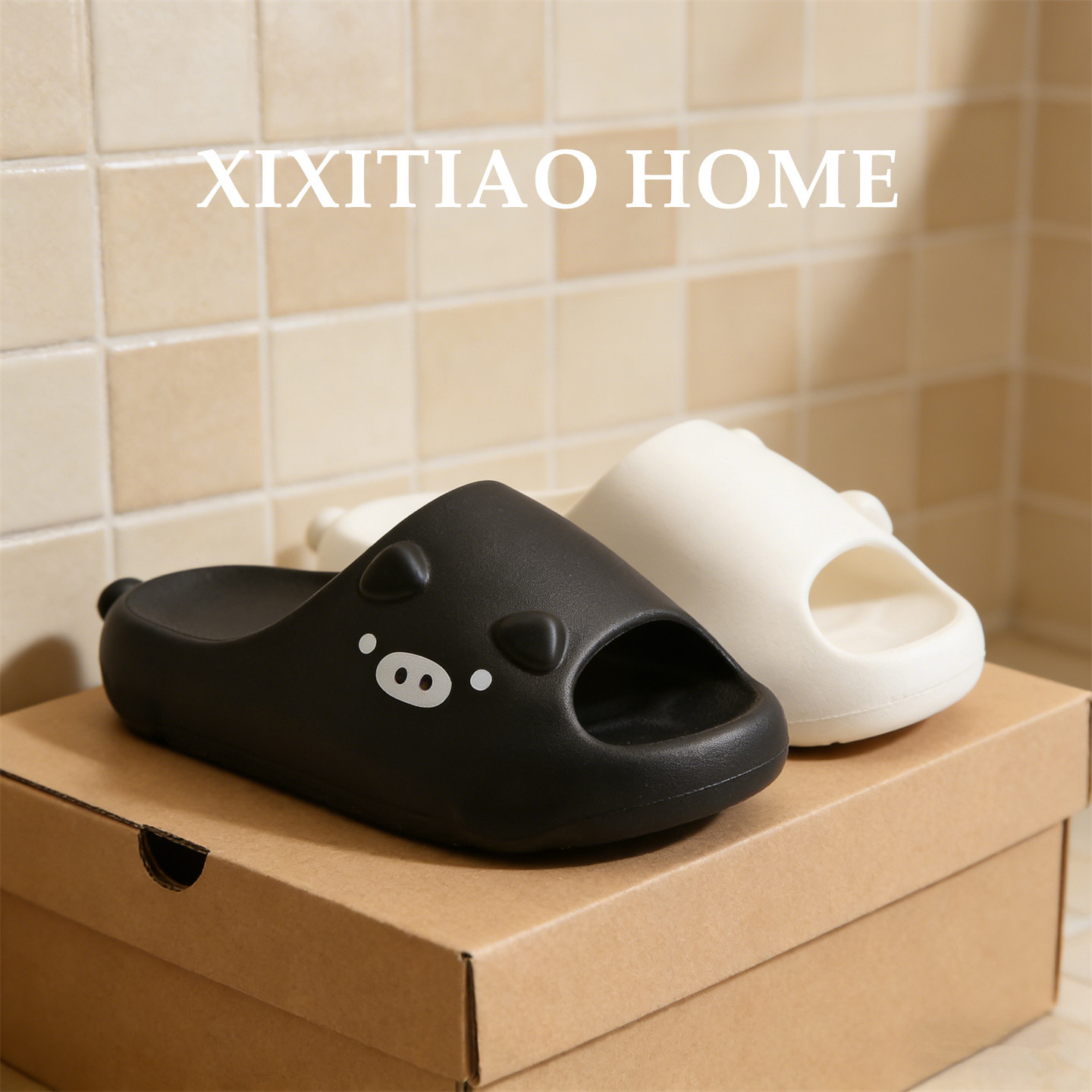 细细条 居家外穿防滑防臭凉拖eva鸳鸯黑白小猪抗菌男女情侣拖鞋夏,居家布艺,居家凉拖/凉鞋,淘宝优惠券,粉丝福利购,淘宝优惠卷