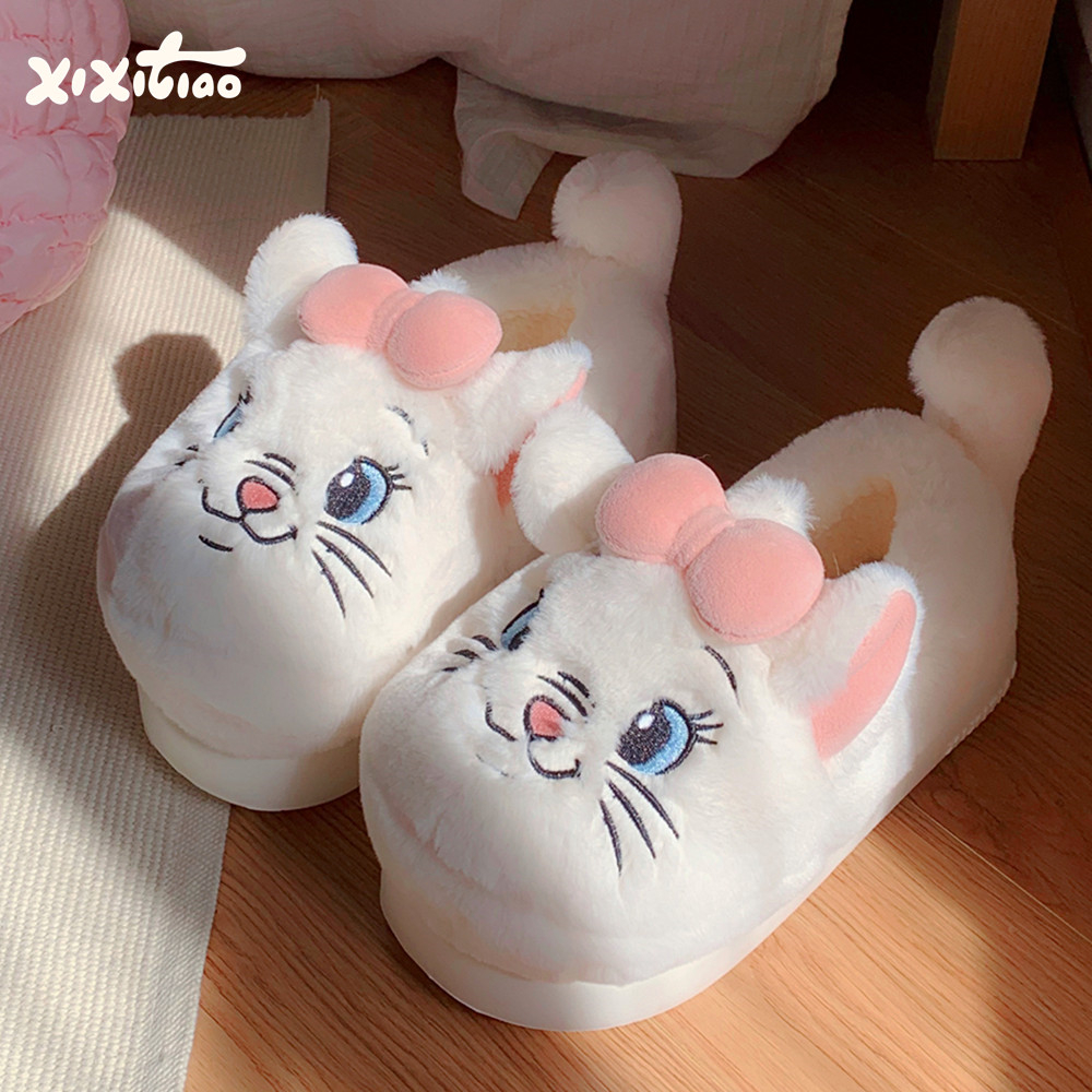 网红可爱迪士尼Marie保暖棉拖鞋