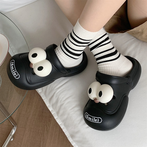 细细条搞怪大眼DIY情侣凉拖鞋