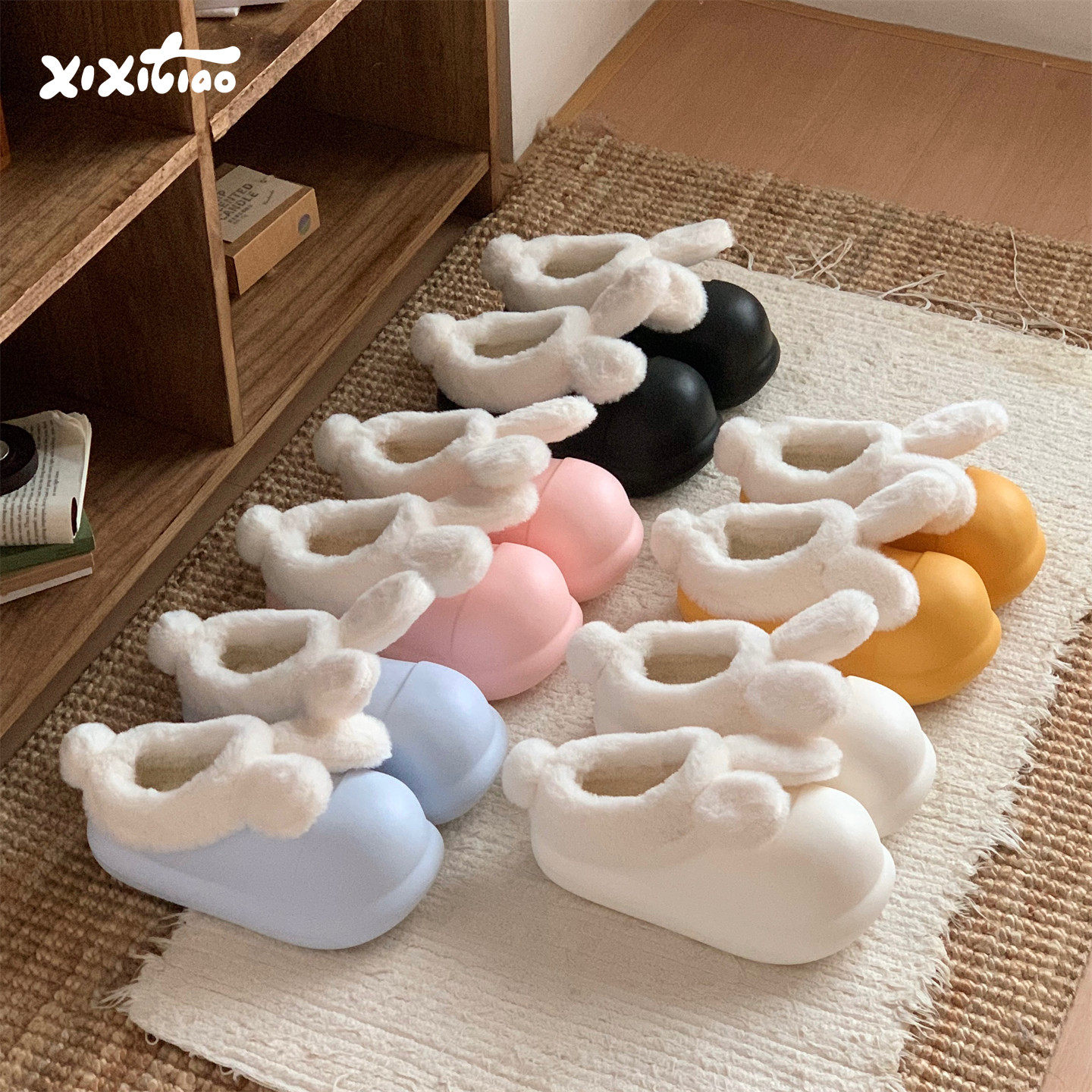 细细条 可爱兔耳朵女学生棉拖鞋室内外少女心防水防滑厨师鞋冬季,居家布艺,居家棉拖/棉鞋,淘宝优惠券,粉丝福利购,淘宝优惠卷