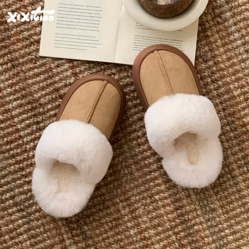 细细条棉拖鞋保暖居家雪地靴拖鞋