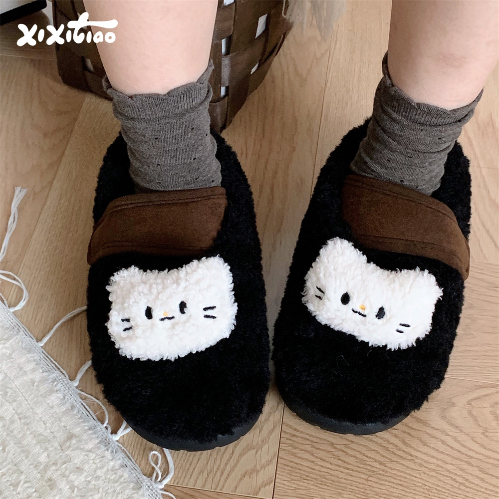 亲子可爱小猫咪创意魔术贴豆豆鞋