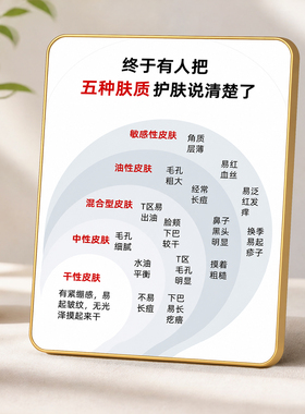 五种肤质护肤知识科普装饰摆件美容院皮肤管理门店桌面摆台