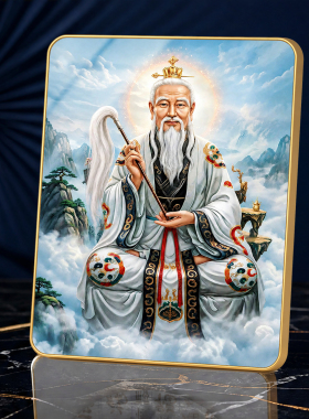 高清圆角金边新中式人物画像摆台客厅玄关书房桌面装饰摆件