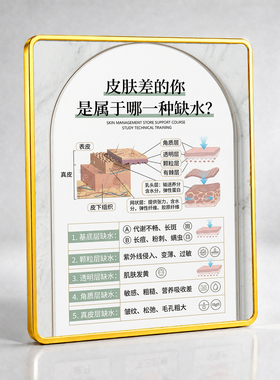 美容院皮肤缺水知识科普摆台美业皮肤管理门店前台装饰摆件