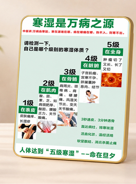 创意寒湿体质分级提示牌中医养生馆理疗门店桌面装饰摆件
