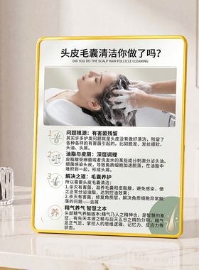 养发馆头皮毛囊清洁科普宣传摆件前台桌面装饰展示牌