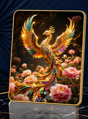 轻奢金凤凰牡丹装饰摆台客厅玄关电视柜高档家居软装创意招财摆件