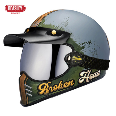 新款BEASLEY比斯力复古头盔摩托车全盔男冬季巡航哈雷机车新年礼