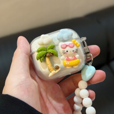 度假风凯蒂猫漫步者耳机保护套