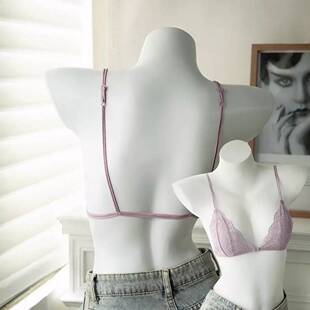 纯欲法式前扣蕾丝三角杯内衣女无钢圈上托夏季超薄细肩带美背文胸