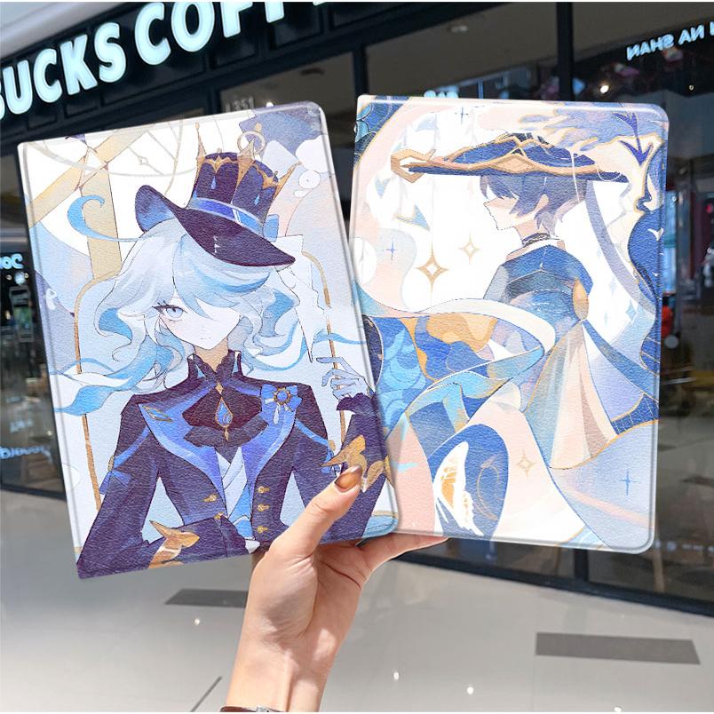 原神插画2024款ipad10保护套pro2018苹果mini6外套ipod9迷你4壳air5适用2平板3带笔槽十6第8代ioad三折九古风