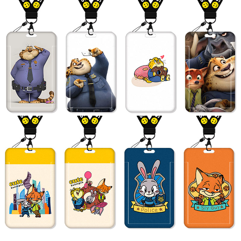 疯狂动物城豹警官卡套高颜值饭卡校园卡身份证公交卡学生水卡证件小卡片套工作证工牌证件套校牌二次元风挂绳