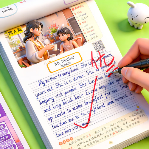 小学英语作文描红涂色字帖全4册