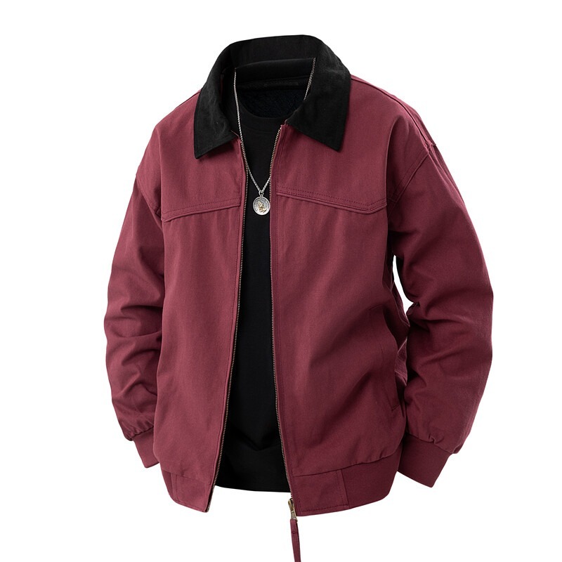 美式复古拼色翻领工装夹克男女秋冬季情侣装休闲宽松棒球服外套潮