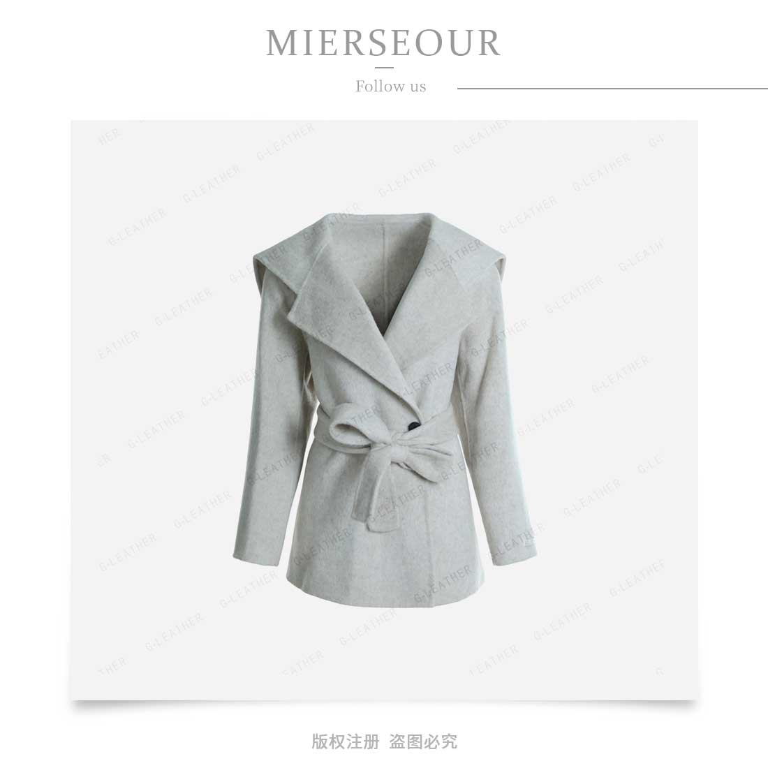 革美 阔版翻领大衣MNE81348-SJQ