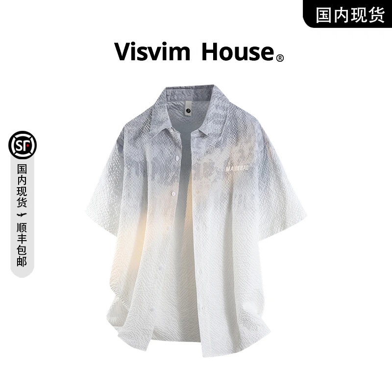 品牌现货撤柜】VISVIM WINGS夏季新款渐变薄款休闲花衬衫短袖男士