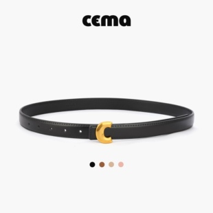 饰腰带女 百搭复古高级感实用装 CEMA真皮皮带女C扣时尚 个性