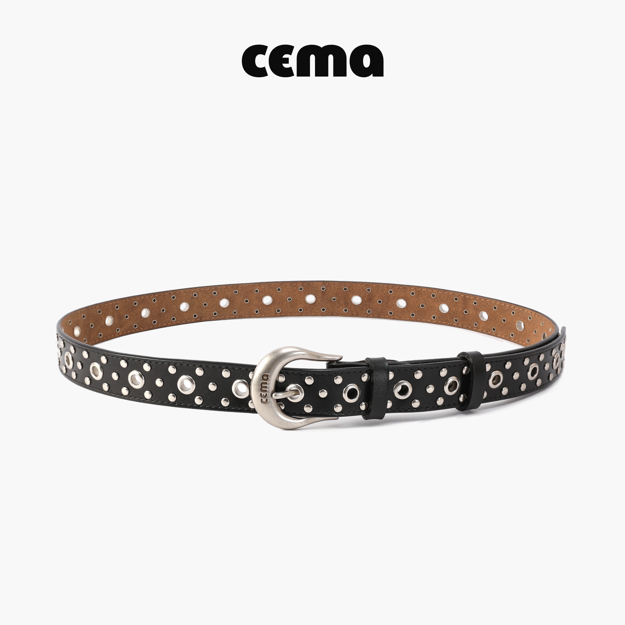 CEMA头层牛皮铆钉复古腰带