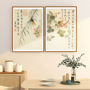 新中式餐厅挂画饭厅装饰画客厅走廊玄关过道书房壁画王武花卉国画
