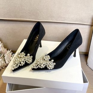 高跟鞋女细跟气质名媛高级感2025新款今年流行日常百搭不累脚单鞋