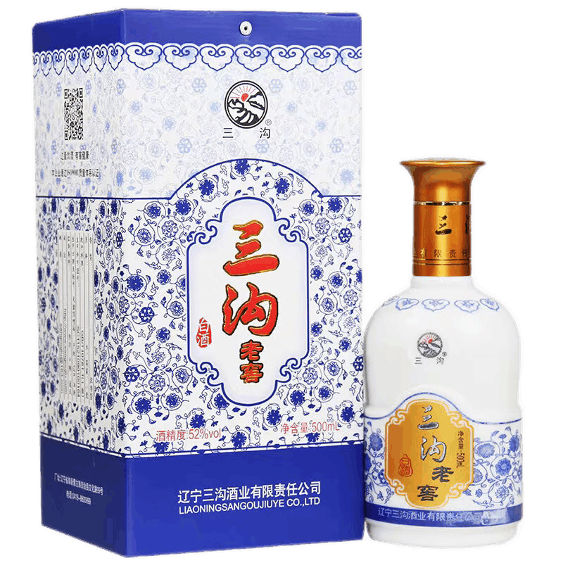 辽宁阜新特产三沟老窖52度500ml*1瓶浓香型高度纯粮白酒礼盒装