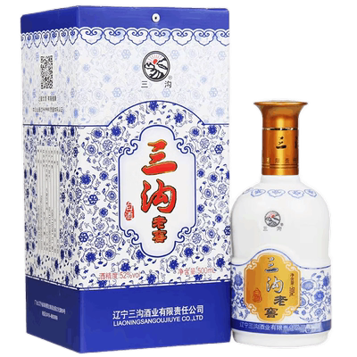 辽宁阜新特产三沟老窖52度500ml*1瓶浓香型高度纯粮白酒礼盒装