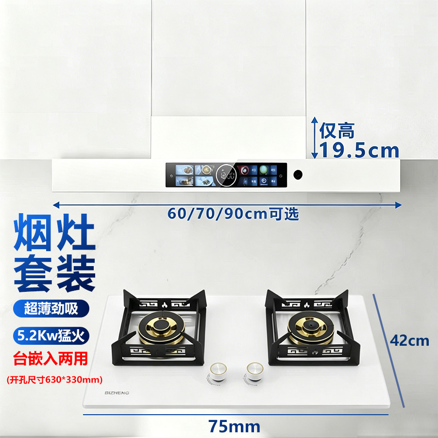 超薄欧式油烟机5.2Kw猛火灶