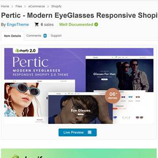 单品眼镜近视镜太阳镜片框布盒子等Pertic Shopify独立站主题模版