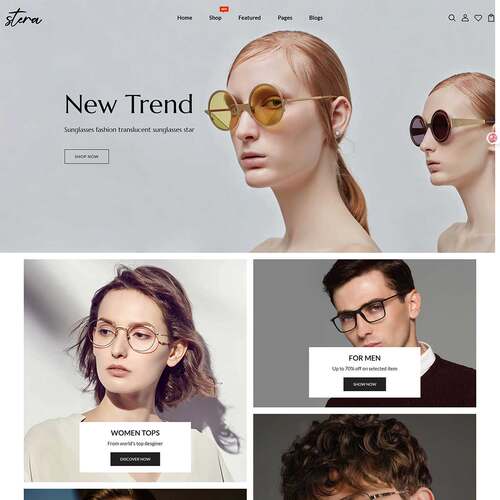 无风险Stera现代眼镜和配件响应式Shopify2.0主题模板