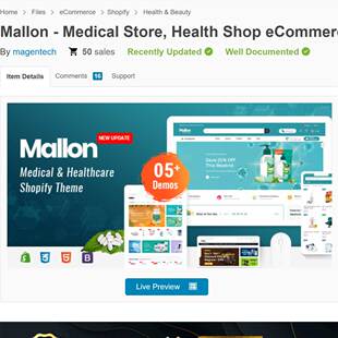 Shopify网站模板用于医疗器械设备健康用品等等Mallon主题模板