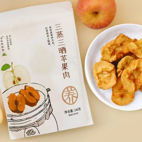 食味的初相三蒸三晒苹果肉140g*3袋水果脯酸甜红富士苹果干蜜饯