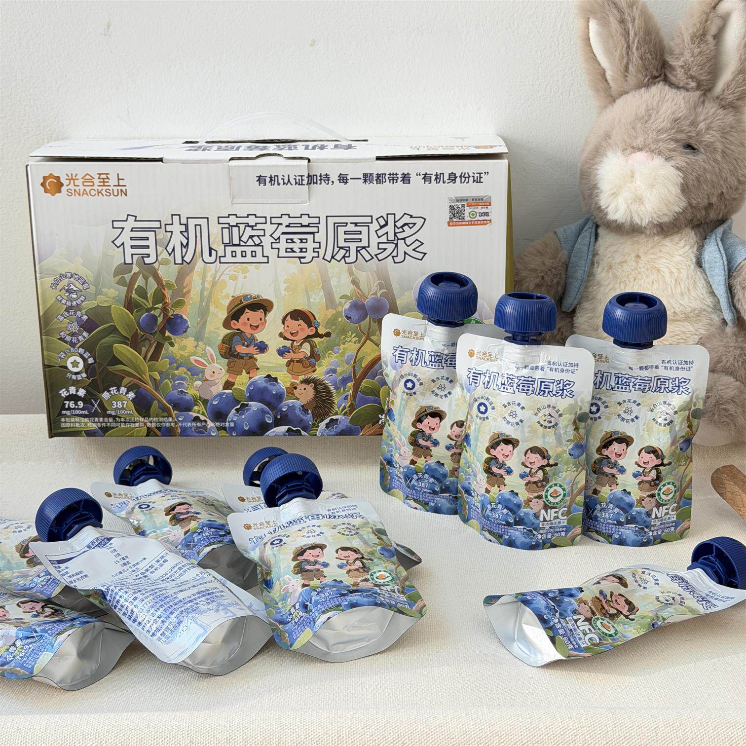 光合至上有机蓝莓原浆【60g*10袋】宝宝辅食花青素袋装蓝莓饮料