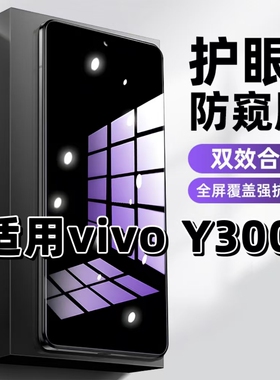 适用vivoY300i抗蓝光护眼防窥膜V2444A钢化膜步步高丫300紫光手机膜5G黑边保护隐私防偷看高清全屏防摔爆贴膜