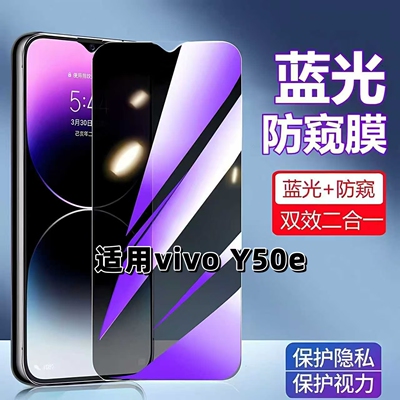 适用vivoY50e蓝光防窥防摔钢化膜