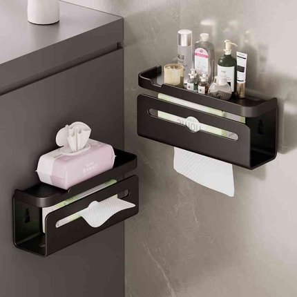 免打孔纸巾盒壁挂式厕所加长卫生间餐巾抽纸手机厨房卫生纸置物架