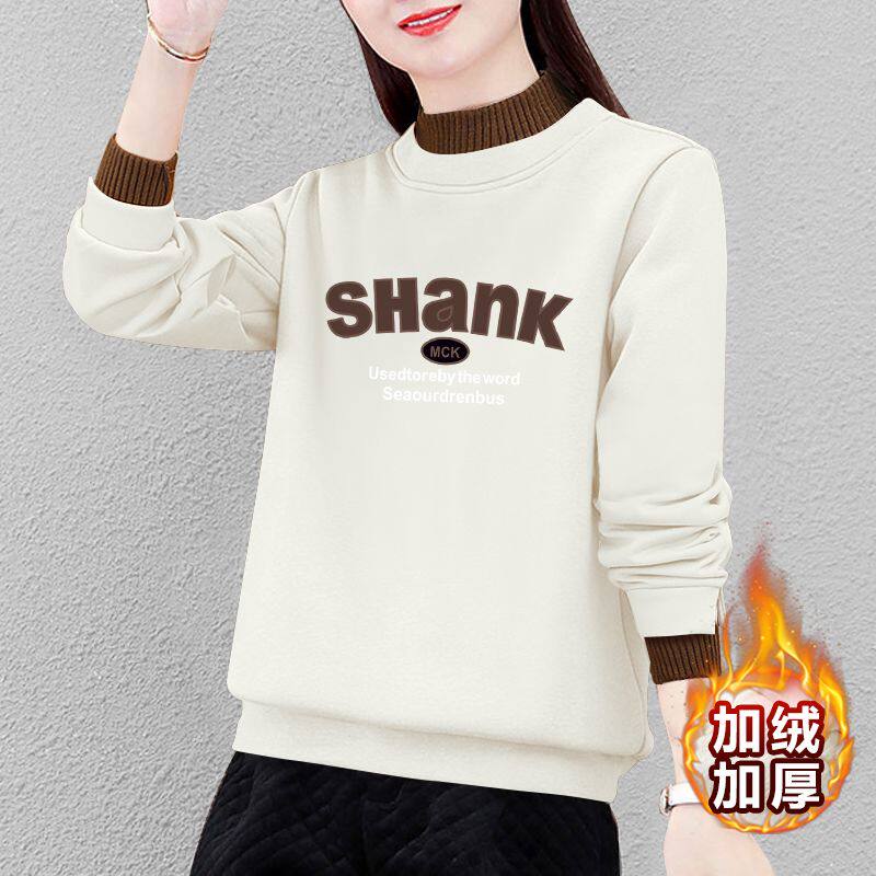 加绒加厚卫衣女秋冬季新