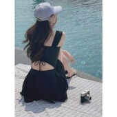 2025年夏新款 连体游泳衣女士保守遮肚钢托聚拢女孩泡温泉海边泳装