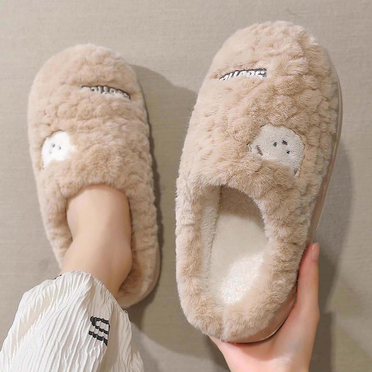 保暖防臭棉拖鞋女款秋冬
