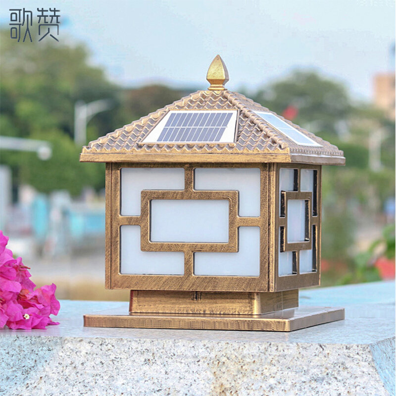 别墅大门柱头灯太阳能多光色庭院围墙灯户防水大门口灯具户外农村